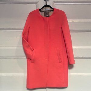 J.Crew Womens Bright Pink Collarless Coat Size 8